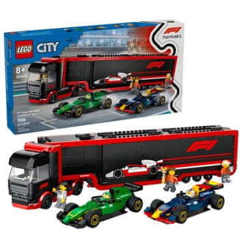 LEGO City 60445 - Tovornjak F1 z avtomobili F1 RB20 in AMR24