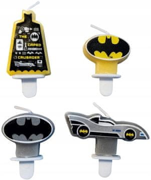 Amscan Svečke za rojstnodnevno torto BATMAN Temni vitez DC Comics 4 kosi.