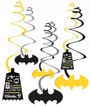 Amscan Dekorativne spirale BATMAN Temni vitez DC rojstni dan 60 cm 6 kosov.