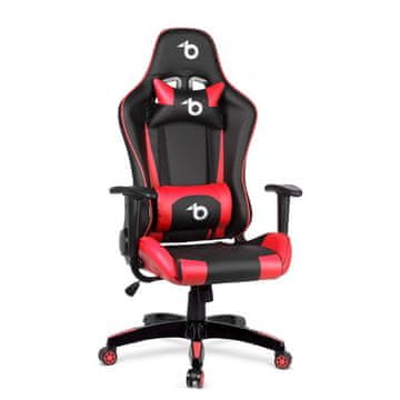 Delight Bemada BMD1106RD, do 110kg, ledvena in vzglavna podpora, črno-rdeč gaming stol
