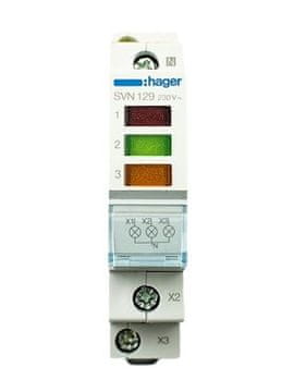 Hager LED signalna lučka rdeča+zelena+oranžna 230VAC SVN129