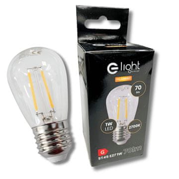 e-light LED žarnica z žarilno nitko 1W ST45 E27 2700K za girlande