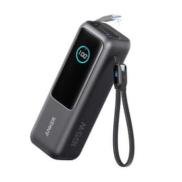 Anker polnilna baterija z vgrajenim USB-C kablom, 25000 mAh, 165 W, črna (A1695H11)
