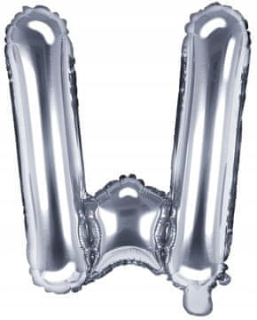 Folija balon Črka "W", 35 cm, srebrn, 1 kos.