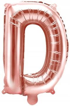 Folija balon Črka "D", 35 cm, roza zlato 1 kos.