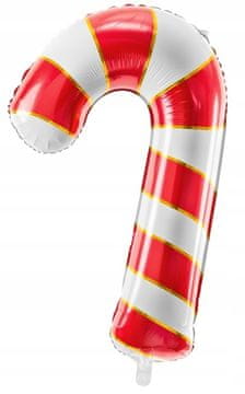 Folija balon v obliki sladkorne palčke, rdeč, 1 kos.