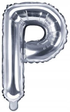 Folija balon Črka "P", 35 cm, srebrn, 1 kos.