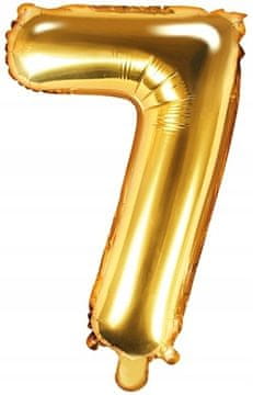 Folija balon številka "7" 35cm zlat kovinski 1 kos.