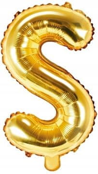 Folija balon Črka "S", 35 cm, zlat, 1 kos.