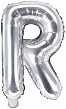 Folija balon Črka "R", 35 cm, srebrn, 1 kos.