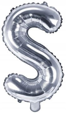 Folija balon Črka "S", 35 cm, srebrn, 1 kos.