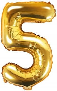 Folija balon številka "5" 35cm zlat kovinski 1 kos.