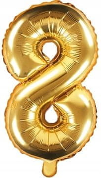 Folija balon številka "8" 35cm zlat kovinski 1 kos.