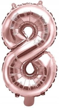 Folija balon številka "8" 35 cm roza zlata 1 kos.