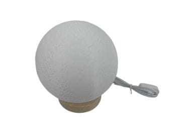 Alltoys Otroška nočna LED svetilka v obliki lune, 15 cm, lesen podstavek