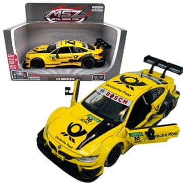 Sparkys Kovinski model BMW M4 DTM v merilu 1:24, rumen, z zvokom in lučmi