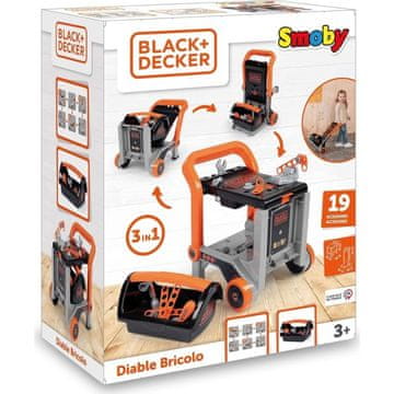 Smoby Otroški delavniški voziček Smoby Black+Decker, 19 dodatkov
