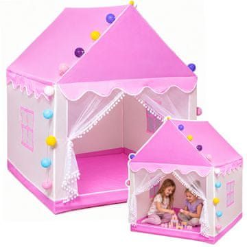 slomart LEAN TOYS Namiot domek dla dzieci z LED lučkami roza 120x100x130 cm