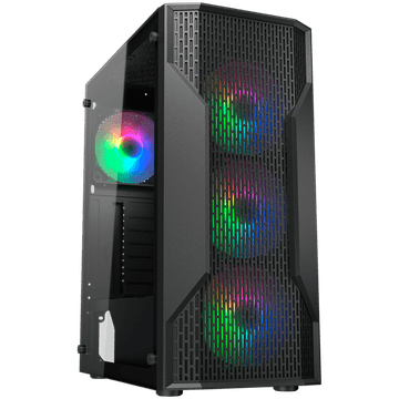 Računalniško ohišje COUGAR MX110 RGB, ATX, 3x120mm RGB ventilator spredaj, 1x120mm RGB ventilator zadaj, črno