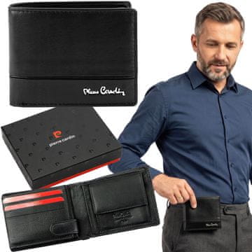 Pierre Cardin Pierre Cardin Črna USNJENA moška denarnica, VARNA RFID, naravno USNJE, ZA DARILO