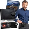 Peterson Peterson RAZŠIRJENA, črna usnjena moška denarnica, varna RFID, v kovinski darilni škatli