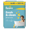 Pampers XXL Fresh Clean vlažilni robčki, 4x 80 kosov