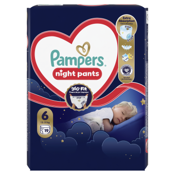 Pampers Night Pants hlačne plenice, velikost 6, 19 plenic, 15+ kg