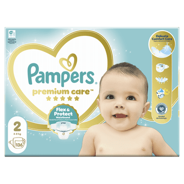 Pampers Premium Care plenice, velikost 2 (4-8 kg), 136 plenic