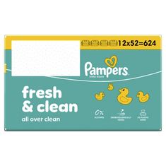 Pampers Fresh & Clean vlažilni robčki, 12 x 52 kosov