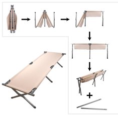 Inlea zložljiv kamping ležalnik aluminijast AluLounge - khaki