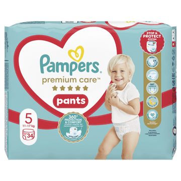 Pampers hlačne plenice Premium Care Pants 5 (12-17 kg) Junior 34 kos