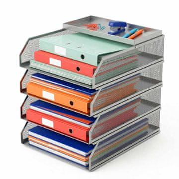 Northix Organizator dokumentov, kovinska mreža, 4-nivojski pladnji A4