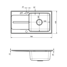 QUADRON Pomivalno korito Fusion RALPH 111, črn