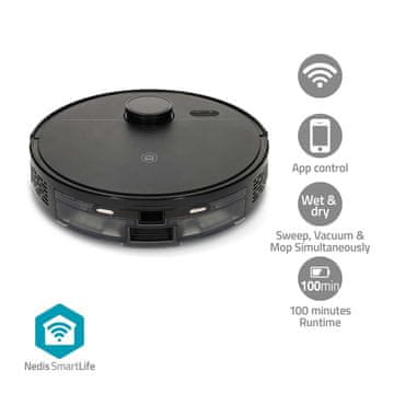 Nedis Robotski sesalnik, laserska navigacija, Wi-Fi, črna