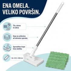 HOME & MARKER® Večnamenski čistilni mop za mokro in suho čiščenje, 100 cm ročaj, 4 pralne krpe | SWEEPI