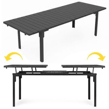 Northix Raztegljiva vrtna miza za 12 oseb, 180-240 cm, jeklo in HDPE