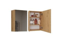 Topeshop STENSKA KOPALNIŠKA OMARICA Z OGLEDALOM NAD UMIVALNIKOM POLA 1DL ARTISAN OAK