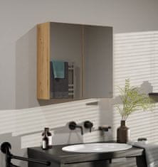Topeshop STENSKA KOPALNIŠKA OMARICA Z OGLEDALOM NAD UMIVALNIKOM POLA 2DL ARTISAN OAK