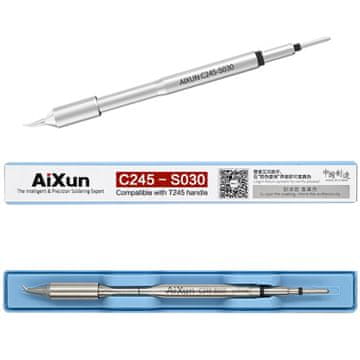 Aixun C245-S030 precizna spajkalna konica, ukrivljena, tip S, 0,3 mm