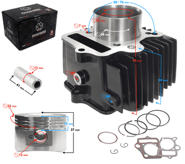 Moretti jev cilinder za 4T 110cc 152FMB aluminijast moped