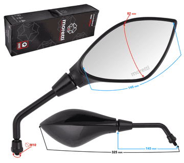Moretti Ogledala R+R (premer navoja 10 mm) za moped - MRT 1106 črna s homologacijo