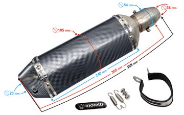 Moretti UNIVERZALNI TUNING DUŠILEC STAL013 (barva: karbon)