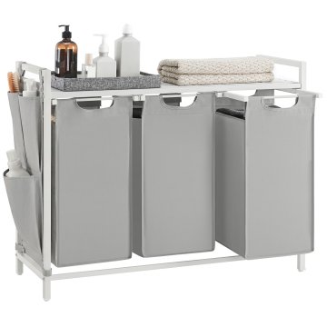 Songmics Košara za perilo 3 snemljive vreče 92.5x33x72 cm siva