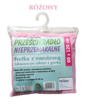 Horizon Vodoodporna frotirna zaščitna rjuha za otroško posteljico z vstavkom Premium 60x120 cm roza