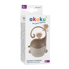 AKUKU Bež etui za dudo v obliki opice, rjava posoda za dve dudi