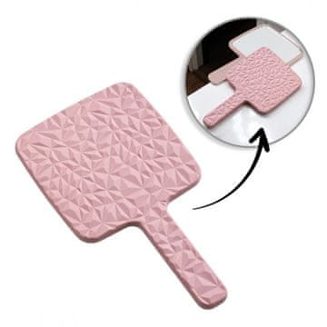 KOZMETIČNO OGLEDALO Z ROČAJEM, ENOSTRANSKO, XL, 23 CM, ROZA, ZA OBRAZ