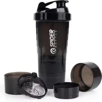 ŠPORTNI SHAKER STEKLENIČKA ZA HRANJENJE ČRNI SHAKER S CEDILOM 500 ML ZA BELJAKOVINE