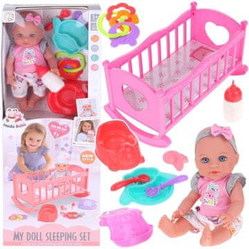 Nobo Kids Zibelka za punčke + interaktivna punčka, ki pravi mama in očka