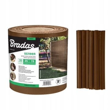 Bradas Rjav trak za balkonsko ograjo 19 cm x 35 m + sponke 0278