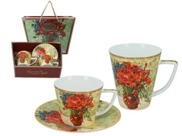Carmani V. VAN GOGH KERAMIČNI SET SKODELICA RDEČI MAK IN DAISE